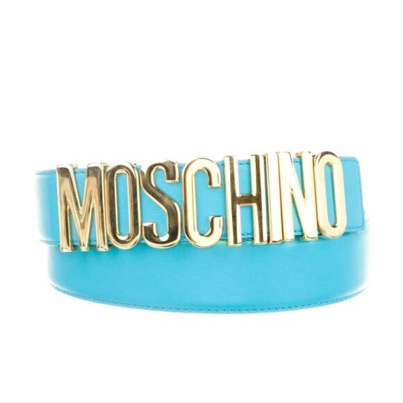 MOSCHINO BELT LIGHT BLUE 42" NWT - Picture 4 of 12